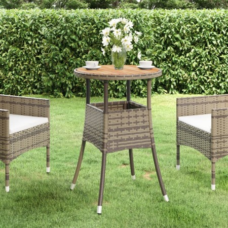 Mesa de jardín madera acacia y ratán sintético gris Ø60x75 cm de vidaXL, Mesas de jardín - Ref: Foro24-310603, Precio: 64,86 ...