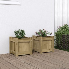 Jardineras de exterior 2 unidades madera impregnada de pino en Macetas y jardineras | Comprar online en Foru.es