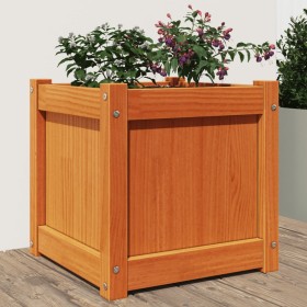 Jardinera exterior madera maciza pino marrón cera 40x40x40 cm en Macetas y jardineras | Comprar online en Foru.es