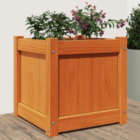 Jardinera exterior madera maciza pino marrón cera 40x40x40 cm en Macetas y jardineras | Comprar online en Foru.es