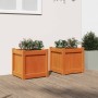 Jardineras de exterior 2 uds madera maciza de pino marrón cera en Macetas y jardineras | Comprar online en Foru.es
