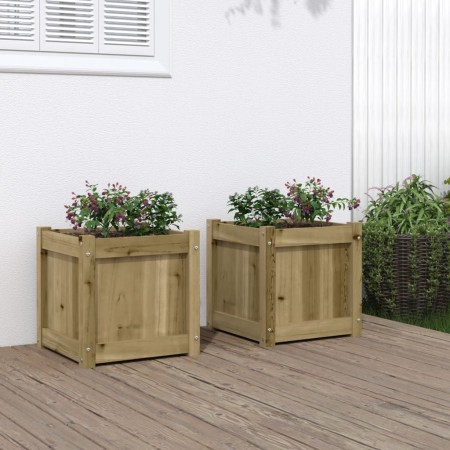 Jardineras de exterior 2 unidades madera impregnada de pino en Macetas y jardineras | Comprar online en Foru.es