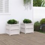 Jardineras de exterior 2 unidades madera maciza de pino blanco en Macetas y jardineras | Comprar online en Foru.es