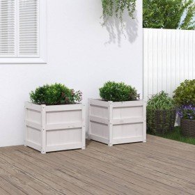 Jardineras de exterior 2 unidades madera maciza de pino blanco en Macetas y jardineras | Comprar online en Foru.es