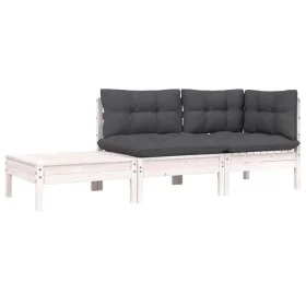 3-piece garden furniture set with white pine wood cushions by vidaXL, Modular outdoor sofas - Ref: Foro24-806671, Price: 256,...