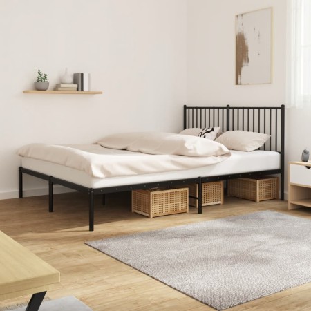 Estructura de cama con cabecero metal negro 160x200 cm de vidaXL, Camas y somieres - Ref: Foro24-350867, Precio: 129,69 €, De...