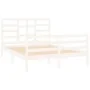 Estructura de cama doble pequeña madera maciza blanca 120x190cm de vidaXL, Camas y somieres - Ref: Foro24-3105831, Precio: 14...
