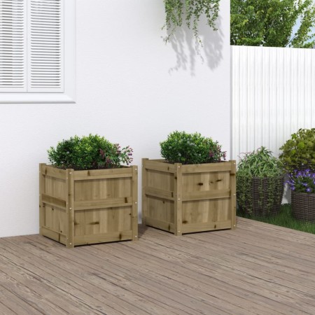 Jardineras de exterior 2 unidades madera impregnada de pino en Macetas y jardineras | Comprar online en Foru.es