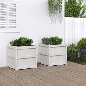 Jardineras de exterior 2 unidades madera maciza de pino blanco en Macetas y jardineras | Comprar online en Foru.es