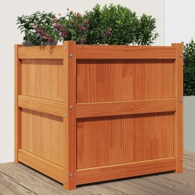 Jardinera exterior madera maciza pino marrón cera 60x60x60 cm en Macetas y jardineras | Comprar online en Foru.es