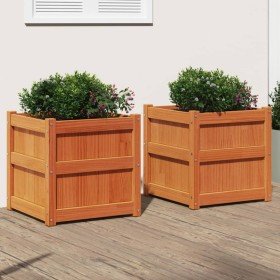 Jardineras de exterior 2 uds madera maciza de pino marrón cera en Macetas y jardineras | Comprar online en Foru.es