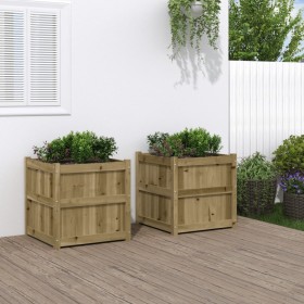 Jardineras de exterior 2 unidades madera impregnada de pino en Macetas y jardineras | Comprar online en Foru.es