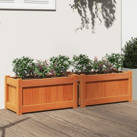 Jardineras de exterior 2 uds madera maciza de pino marrón cera en Macetas y jardineras | Comprar online en Foru.es