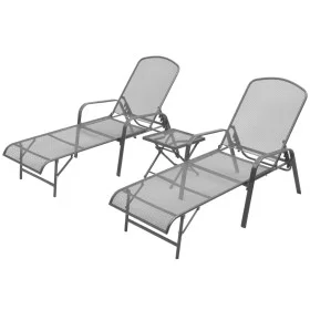 Tumbonas con mesita 2 unidades acero gris antracita de vidaXL, Tumbonas - Ref: Foro24-42727, Precio: 300,89 €, Descuento: %
