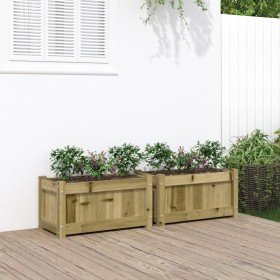 Jardineras de exterior 2 unidades madera impregnada de pino en Macetas y jardineras | Comprar online en Foru.es