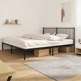 Estructura de cama con cabecero metal negro 200x200 cm de vidaXL, Camas y somieres - Ref: Foro24-350871, Precio: 111,13 €, De...