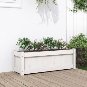 Jardinera de madera maciza de pino blanca 90x31x31 cm en Macetas y jardineras | Comprar online en Foru.es