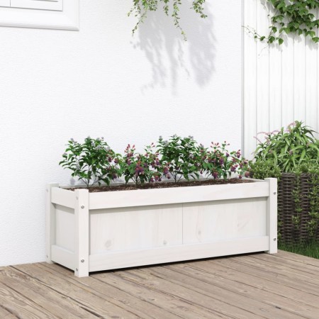 Jardinera de madera maciza de pino blanca 90x31x31 cm en Macetas y jardineras | Comprar online en Foru.es