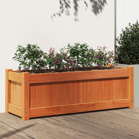 Jardinera exterior madera maciza pino marrón cera 90x31x31 cm en Macetas y jardineras | Comprar online en Foru.es