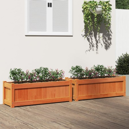 Jardineras de exterior 2 uds madera maciza de pino marrón cera en Macetas y jardineras | Comprar online en Foru.es