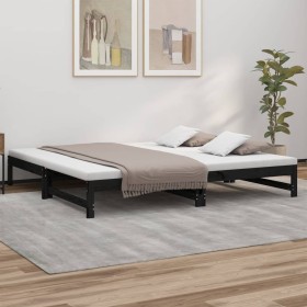 Sofá cama extraíble madera maciza de pino negro 2x(100x200) cm de vidaXL, Camas y somieres - Ref: Foro24-823403, Precio: 179,...