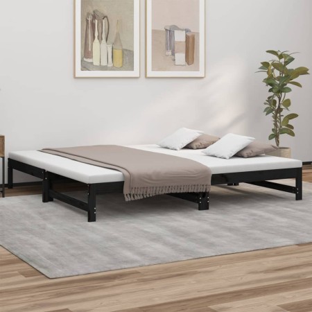Sofá cama extraíble madera maciza de pino negro 2x(100x200) cm de vidaXL, Camas y somieres - Ref: Foro24-823403, Precio: 179,...
