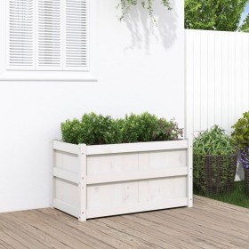 Jardinera de madera maciza de pino blanca 90x50x50 cm en Macetas y jardineras | Comprar online en Foru.es