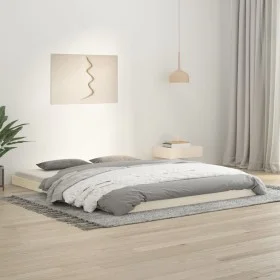 Estructura de cama de madera maciza de pino blanco 160x200 cm de vidaXL, Camas y somieres - Ref: Foro24-823435, Precio: 117,3...
