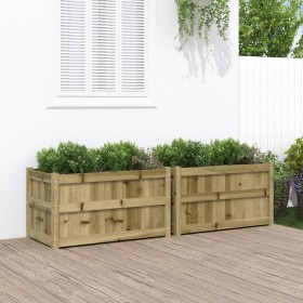 Jardineras de exterior 2 unidades madera impregnada de pino en Macetas y jardineras | Comprar online en Foru.es