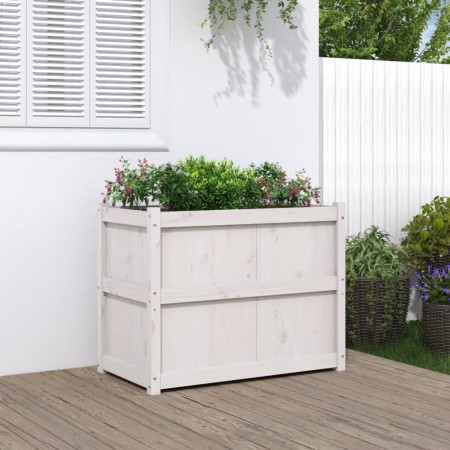 Jardinera de madera maciza de pino blanca 90x50x70 cm en Macetas y jardineras | Comprar online en Foru.es