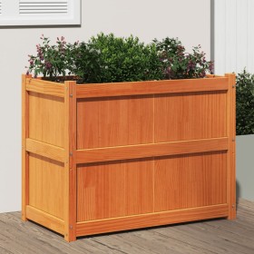 Jardinera exterior madera maciza pino marrón cera 90x50x70 cm en Macetas y jardineras | Comprar online en Foru.es