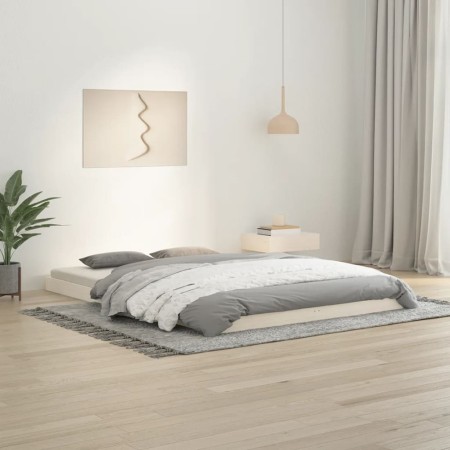 Estructura de cama madera maciza de pino blanco 140x200 cm de vidaXL, Camas y somieres - Ref: Foro24-823445, Precio: 113,49 €...