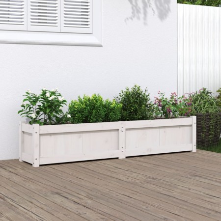 Jardinera de madera maciza de pino blanca 150x31x31 cm en Macetas y jardineras | Comprar online en Foru.es