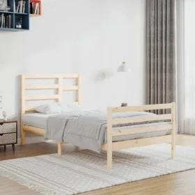 Estructura de cama madera maciza 90x200 cm de vidaXL, Camas y somieres - Ref: Foro24-3105845, Precio: 94,91 €, Descuento: %