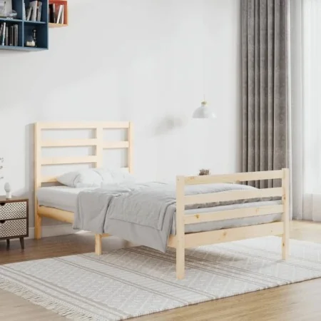 Estructura de cama madera maciza 90x200 cm de vidaXL, Camas y somieres - Ref: Foro24-3105845, Precio: 94,91 €, Descuento: %