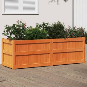Jardinera exterior madera maciza pino marrón cera 150x50x50 cm en Macetas y jardineras | Comprar online en Foru.es