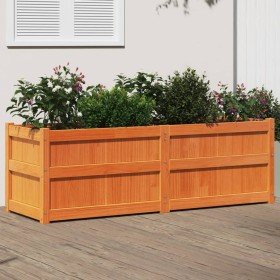 Jardinera exterior madera maciza pino marrón cera 150x50x50 cm en Macetas y jardineras | Comprar online en Foru.es