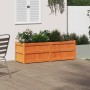 Jardinera exterior madera maciza pino marrón cera 150x50x50 cm en Macetas y jardineras | Comprar online en Foru.es
