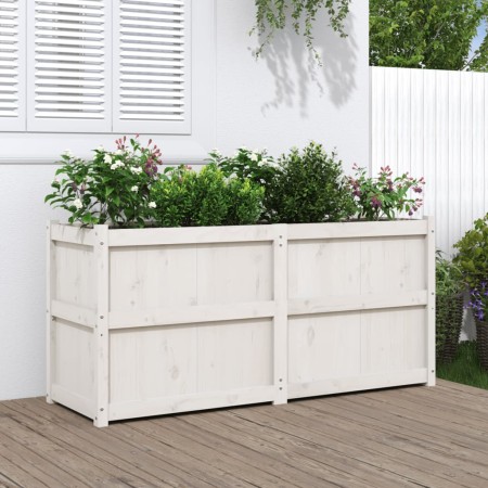 Jardinera de madera maciza de pino blanca 150x50x70 cm en Macetas y jardineras | Comprar online en Foru.es