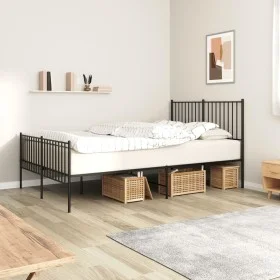 Estructura de cama cabecero y estribo metal negro 140x190 cm de vidaXL, Camas y somieres - Ref: Foro24-350882, Precio: 87,16 ...