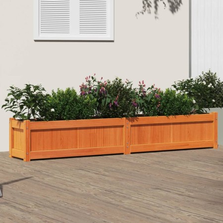 Jardinera exterior madera maciza pino marrón cera 180x31x31 cm en Macetas y jardineras | Comprar online en Foru.es