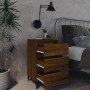 Mesita de noche con patas de metal marrón roble 40x35x69 cm de vidaXL, Mesitas de noche - Ref: Foro24-813144, Precio: 58,25 €...
