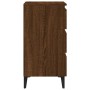 Mesita de noche con patas de metal marrón roble 40x35x69 cm de vidaXL, Mesitas de noche - Ref: Foro24-813144, Precio: 58,25 €...