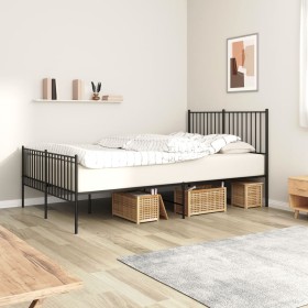 Estructura de cama cabecero y estribo metal negro 140x200 cm de vidaXL, Camas y somieres - Ref: Foro24-350883, Precio: 97,93 ...