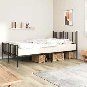 Estructura de cama cabecero y estribo metal negro 150x200 cm de vidaXL, Camas y somieres - Ref: Foro24-350884, Precio: 103,42...