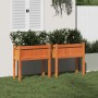 Jardineras con patas 2 uds madera maciza de pino marrón cera en Macetas y jardineras | Comprar online en Foru.es