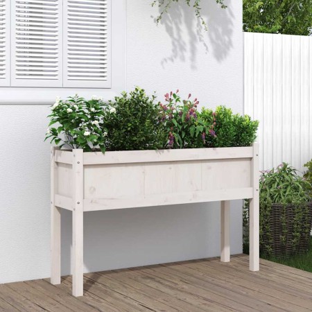Jardinera con patas madera maciza de pino blanco 110x31x70 cm en Macetas y jardineras | Comprar online en Foru.es
