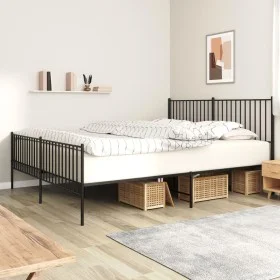 Estructura de cama cabecero y estribo metal negro 180x200 cm de vidaXL, Camas y somieres - Ref: Foro24-350886, Precio: 122,40...