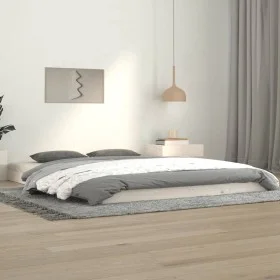 Estructura de cama de madera maciza de pino blanco 140x190 cm de vidaXL, Camas y somieres - Ref: Foro24-823465, Precio: 78,47...
