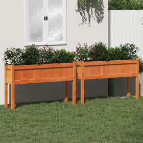 Jardineras con patas 2 uds madera maciza de pino marrón cera en Macetas y jardineras | Comprar online en Foru.es